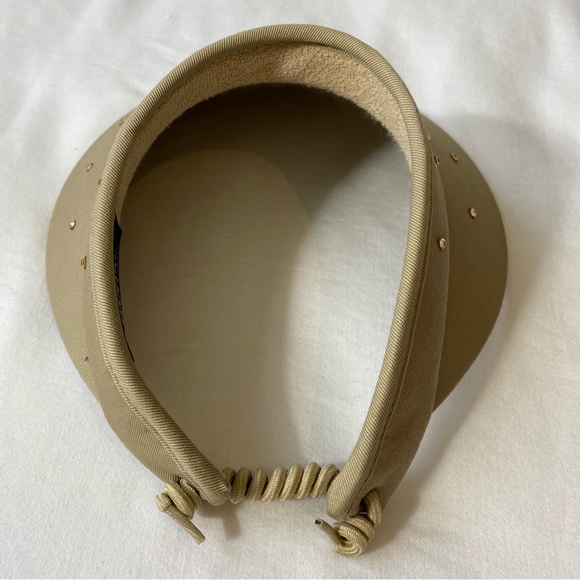 High Spirits Tan Golf Visor Swarovski Crystal Studded Curled Lace Back Sun Visor - Picture 6 of 7